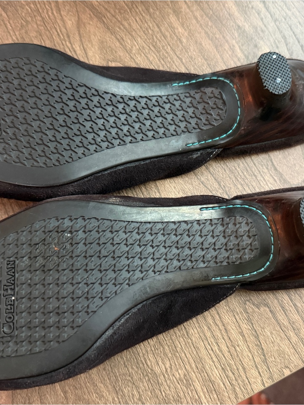 Cole Haan Brown Suede Kitten Heel Mule with Metal Bit - Picture 4 of 5